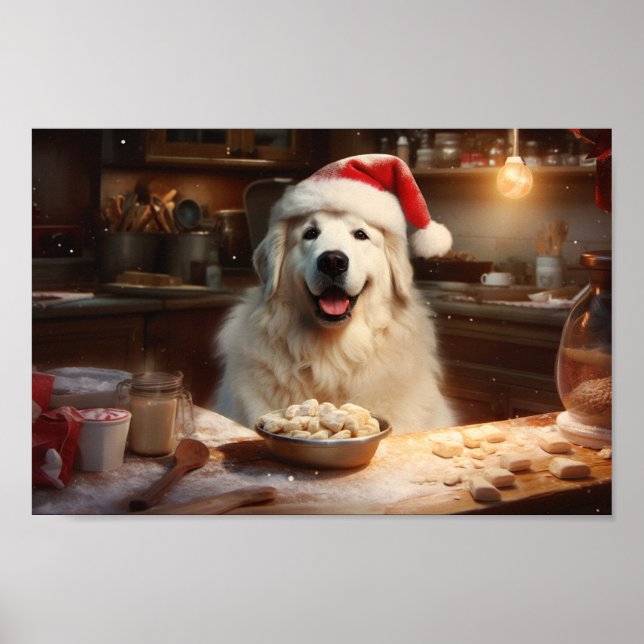 Great Pyrenees Christmas Cookies Festive Holiday Poster (Front)