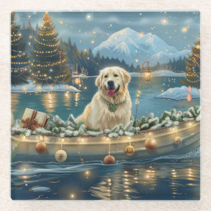 Great Pyrenees Christmas Festive Voyage Glass Coaster
