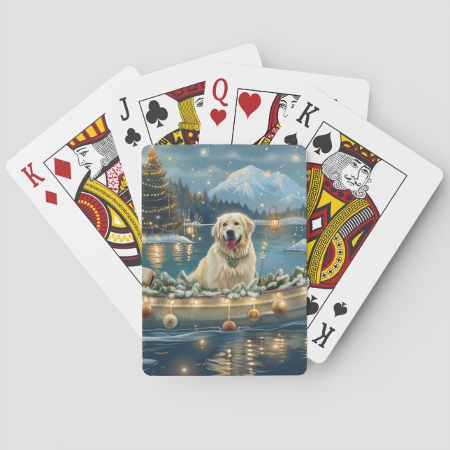 Great Pyrenees Christmas Festive Voyage Playing Cards (Back)