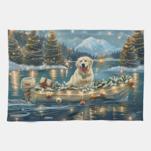 Great Pyrenees Christmas Festive Voyage Tea Towel