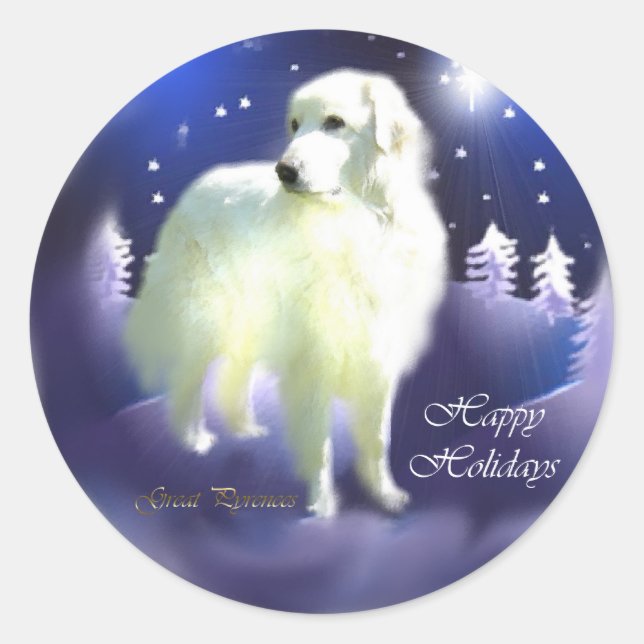 Great Pyrenees Christmas Gifts Classic Round Sticker (Front)