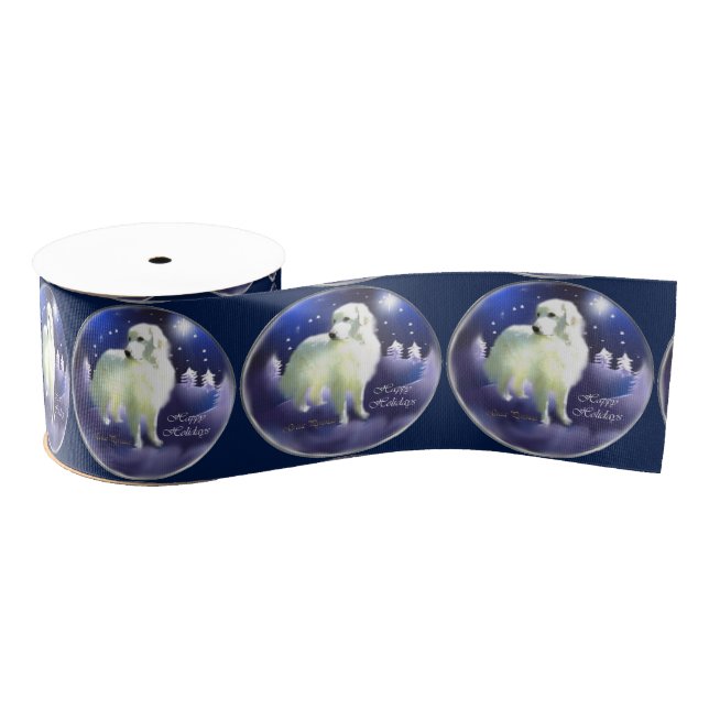 Great Pyrenees Christmas Grosgrain Ribbon (Spool)