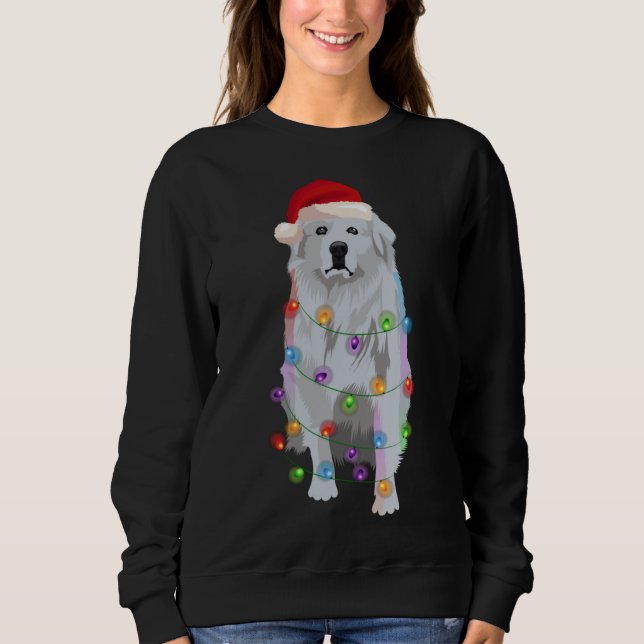 Great Pyrenees Christmas Lights Xmas Patou Pyrenea Sweatshirt (Front)