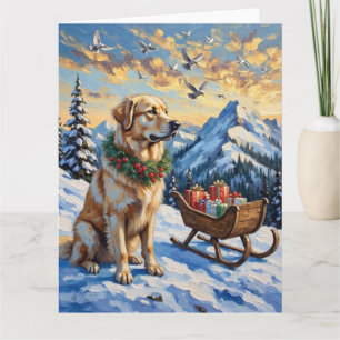 Great Pyrenees Christmas Mountain Holiday Card