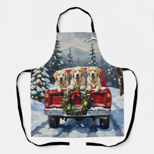 Great Pyrenees Christmas Red Truck Holiday Apron