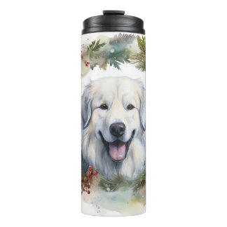 Great Pyrenees Christmas Wreath Festive Pup Thermal Tumbler