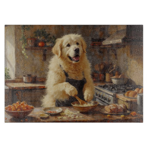 Great Pyrenees Cooking in Kitchen Cutting Board