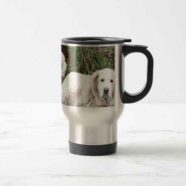 Great Pyrenees Dog and puppy Travel Mug (Right)