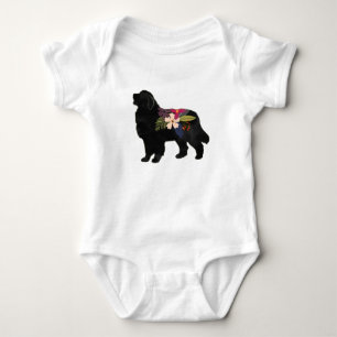 Great Pyrenees Dog Breed Boho Floral Silhouette Baby Bodysuit