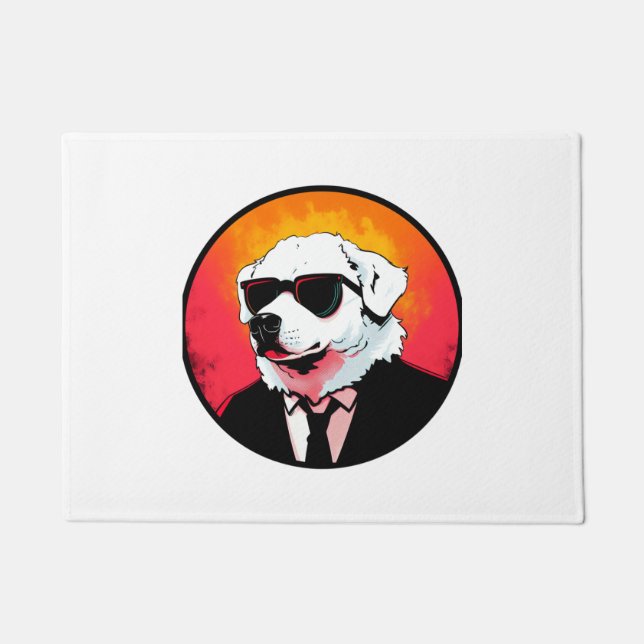 Great Pyrenees Dog Businessman   Doormat (Front)