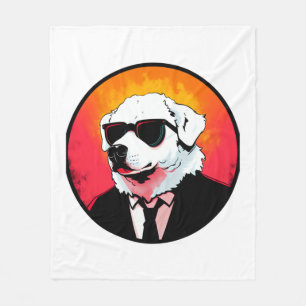Great Pyrenees Dog Businessman Fleece Blanket