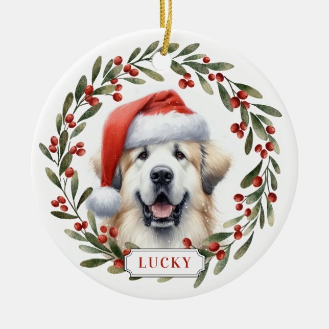 Great Pyrenees Dog Ceramic Circle Ornament (Front)