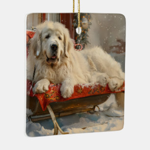 Great Pyrenees Dog Christmas Festive Ceramic Ornament