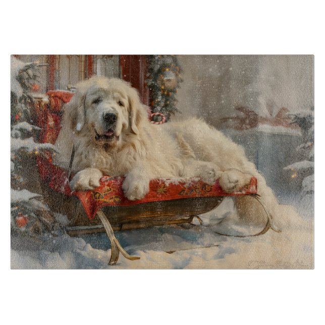 Great Pyrenees Dog Christmas Festive Cutting Board (Front)