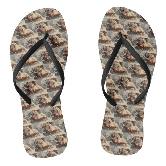 Great Pyrenees Dog Christmas Festive Jandals (Footbed)