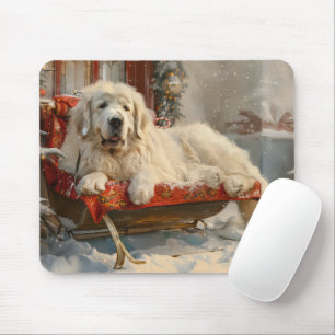 Great Pyrenees Dog Christmas Festive Mouse Pad