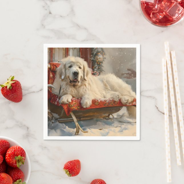 Great Pyrenees Dog Christmas Festive Napkin (Insitu)