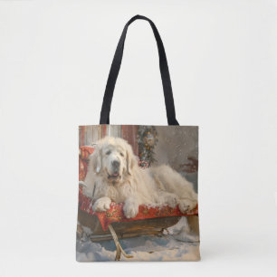 Great Pyrenees Dog Christmas Festive Tote Bag