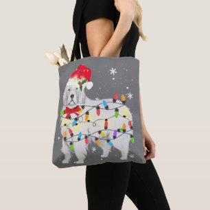 Great Pyrenees Dog Christmas Light Xmas Mum Dad Tote Bag