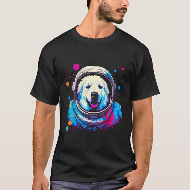 Great Pyrenees Dog Funny Astronaut T-Shirt (Front)
