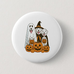 Great Pyrenees Dog Ghost Witch Halloween Matching  6 Cm Round Badge