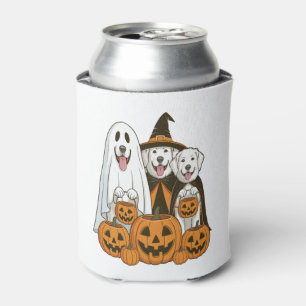 Great Pyrenees Dog Ghost Witch Halloween Matching Can Cooler