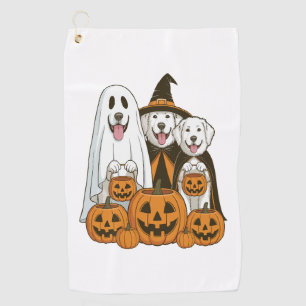 Great Pyrenees Dog Ghost Witch Halloween Matching Golf Towel