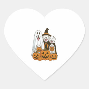 Great Pyrenees Dog Ghost Witch Halloween Matching  Heart Sticker