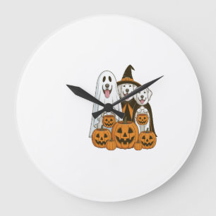 Great Pyrenees Dog Ghost Witch Halloween Matching Large Clock
