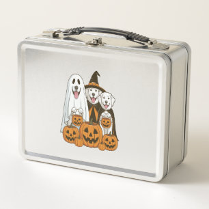 Great Pyrenees Dog Ghost Witch Halloween Matching  Metal Lunch Box