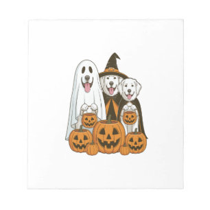 Great Pyrenees Dog Ghost Witch Halloween Matching Notepad