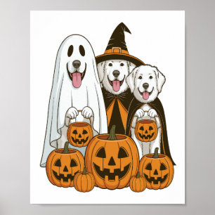 Great Pyrenees Dog Ghost Witch Halloween Matching  Poster