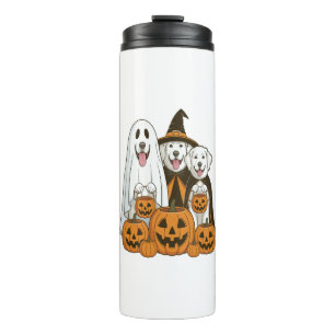 Great Pyrenees Dog Ghost Witch Halloween Matching  Thermal Tumbler