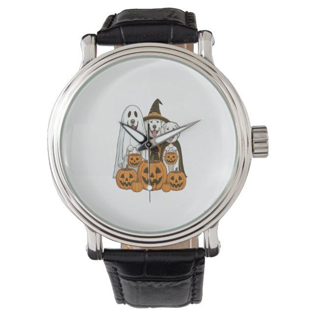 Great Pyrenees Dog Ghost Witch Halloween Matching  Watch (Front)