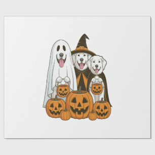 Great Pyrenees Dog Ghost Witch Halloween Matching  Wrapping Paper