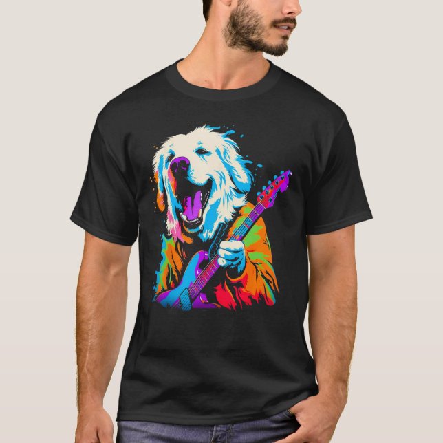 Great Pyrenees Dog Guitar T-Shirt (Front)