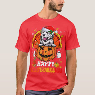 Great Pyrenees Dog Happy Hallothanksmas Halloween T-Shirt