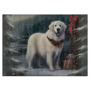 Great Pyrenees Dog in Snow Christmas Cutting Board