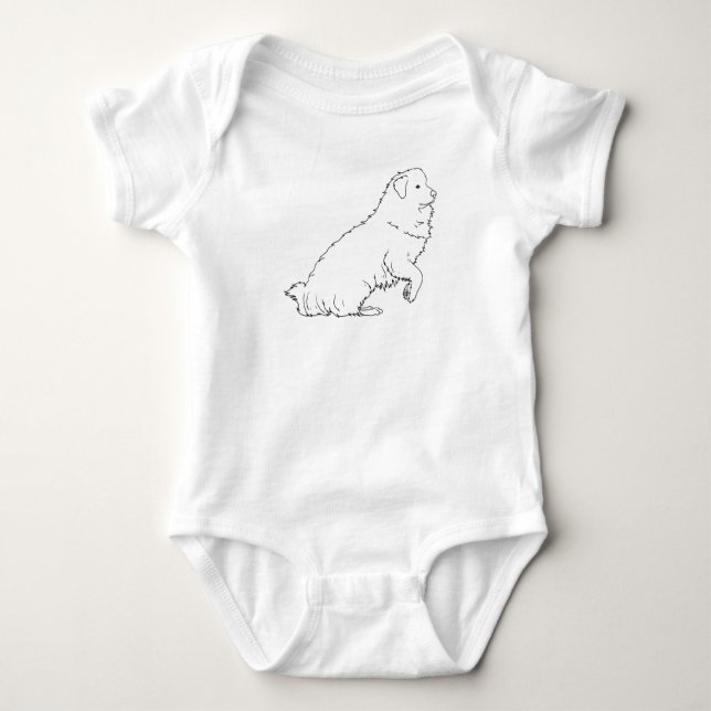 Great Pyrenees Dog Line Art Baby Bodysuit (Front)