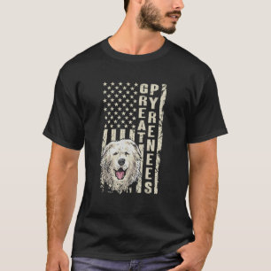 Great Pyrenees Dog Patriotic American Flag Pyrenee T-Shirt