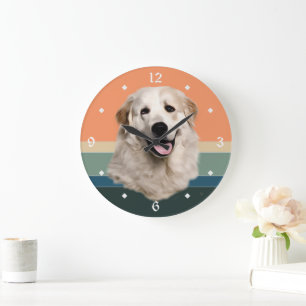 Great Pyrenees Dog Retro Sunset Large Clock
