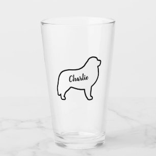 Great Pyrenees Dog Silhouette Outline Personalised Glass