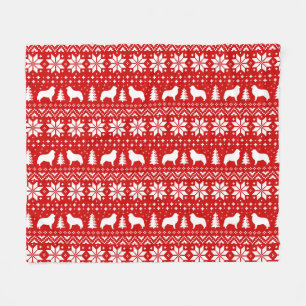 Great Pyrenees Dog Silhouettes Christmas Pattern Fleece Blanket