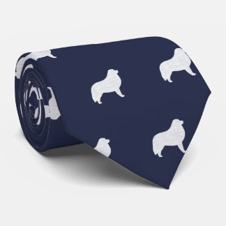 Great Pyrenees Dog Silhouettes Pattern Blue Tie