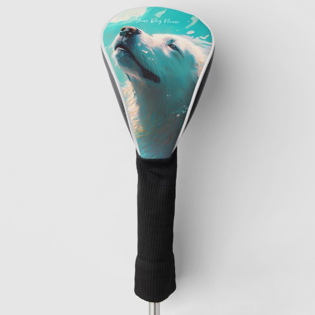 Great Pyrenees dog swimming in water 001 Golf Head Cover (Front)