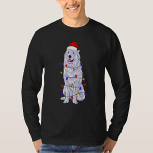 Great Pyrenees Dog Wearing Christmas Hat Lights T-Shirt