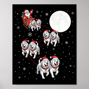 Great Pyrenees Dog Xmas Pajama Matching Santa Clau Poster