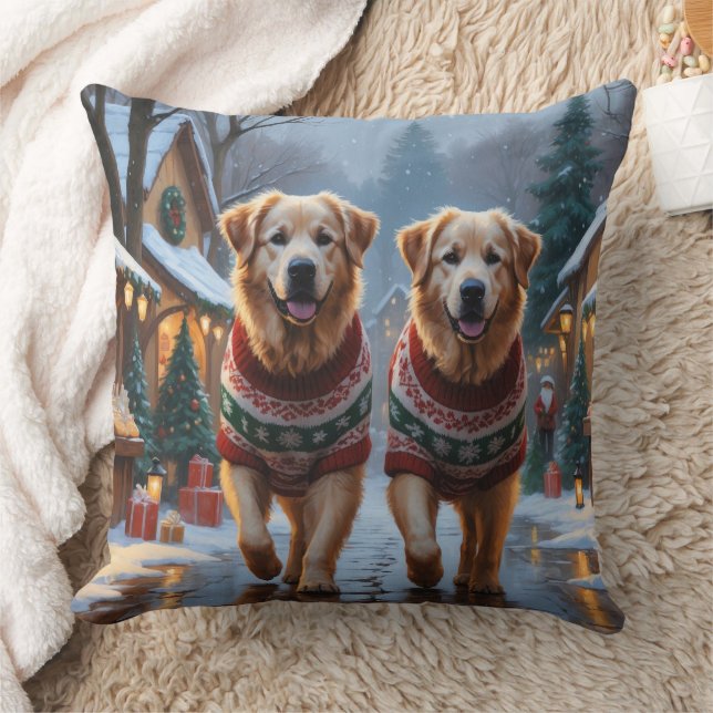Great Pyrenees Dogs Christmas Snow Holiday  Cushion (Blanket)