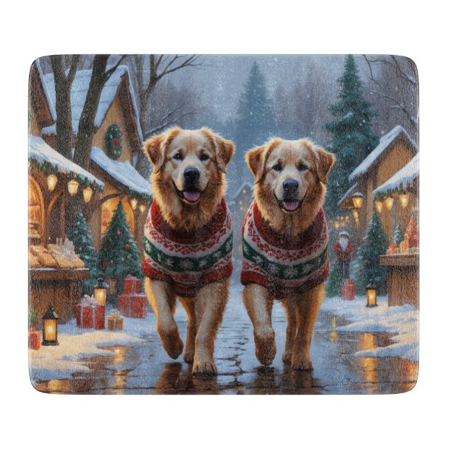 Great Pyrenees Dogs Christmas Snow Holiday  Cutting Board (Front)