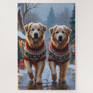 Great Pyrenees Dogs Christmas Snow Holiday  Jigsaw Puzzle